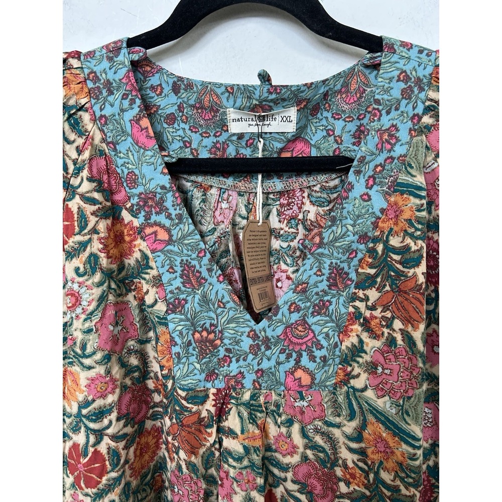 NWT Natural Life Rowan Floral Peasant Blouse 2XL Boho Cottagecore MixedPrint Top - Picture 3 of 6